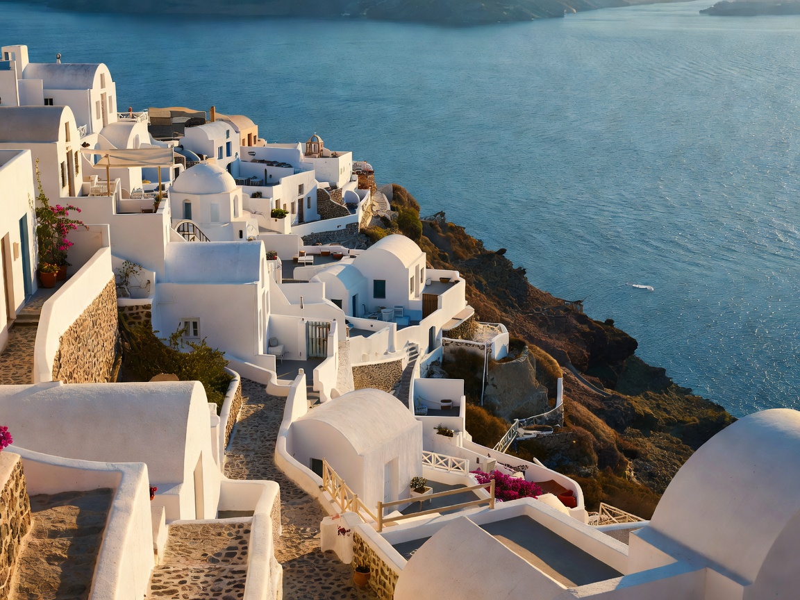 Whitewashed buildings and cliffside views of Santorini over the Aegean sea